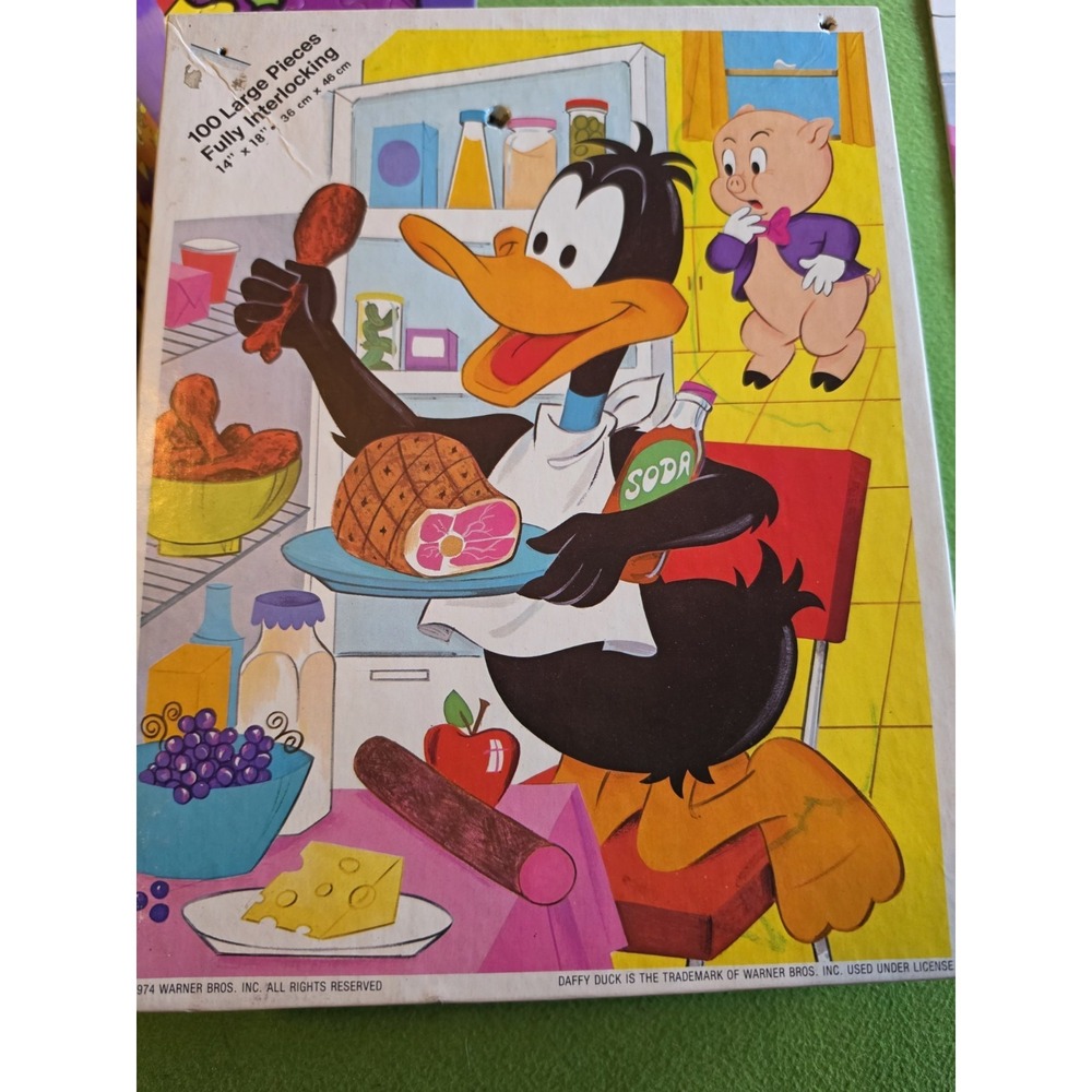 Vintage 1974 Daffy Duck Puzzle 100 large pieces 14" x 18" Porky Pig Complete